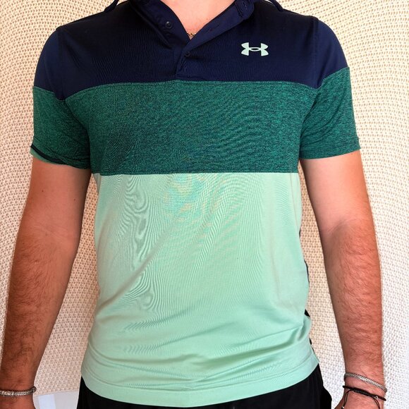 Under Armour Playoff Polo TriColor Blue-Green - Picture 2 of 5